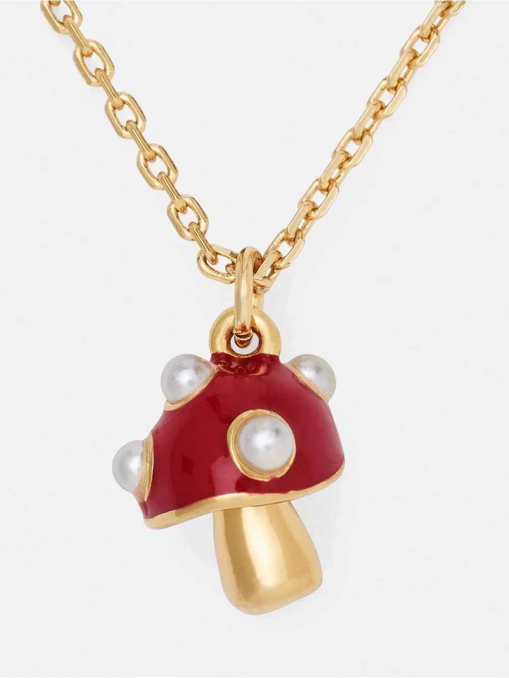 kate spade Gold Necklace with red Mushroom Charm